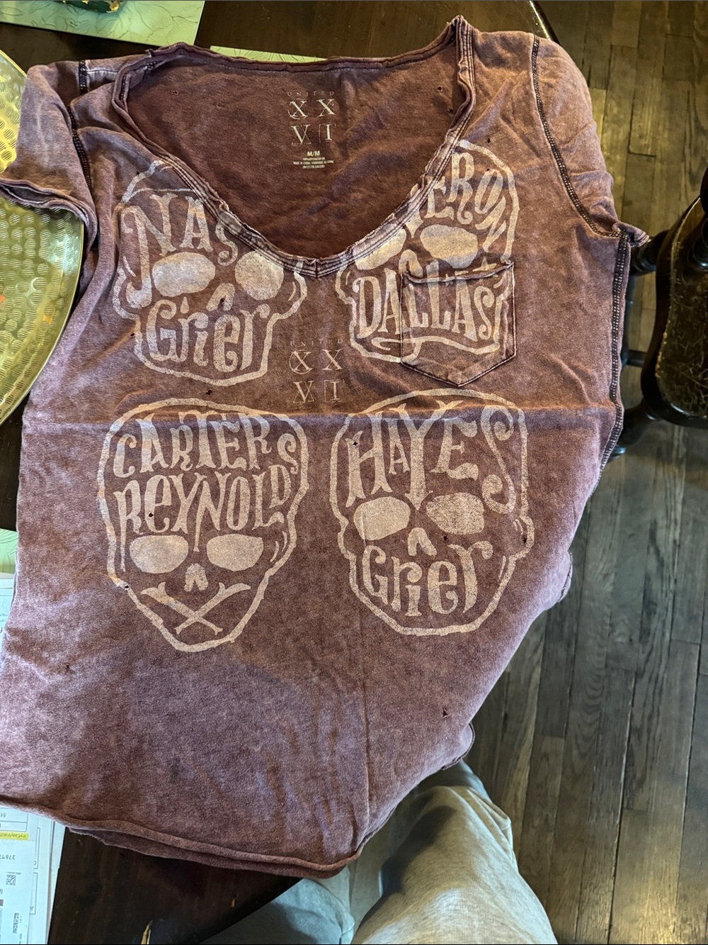 XXVI Skull Graphic Scoop Neck Tee - Faded Plum